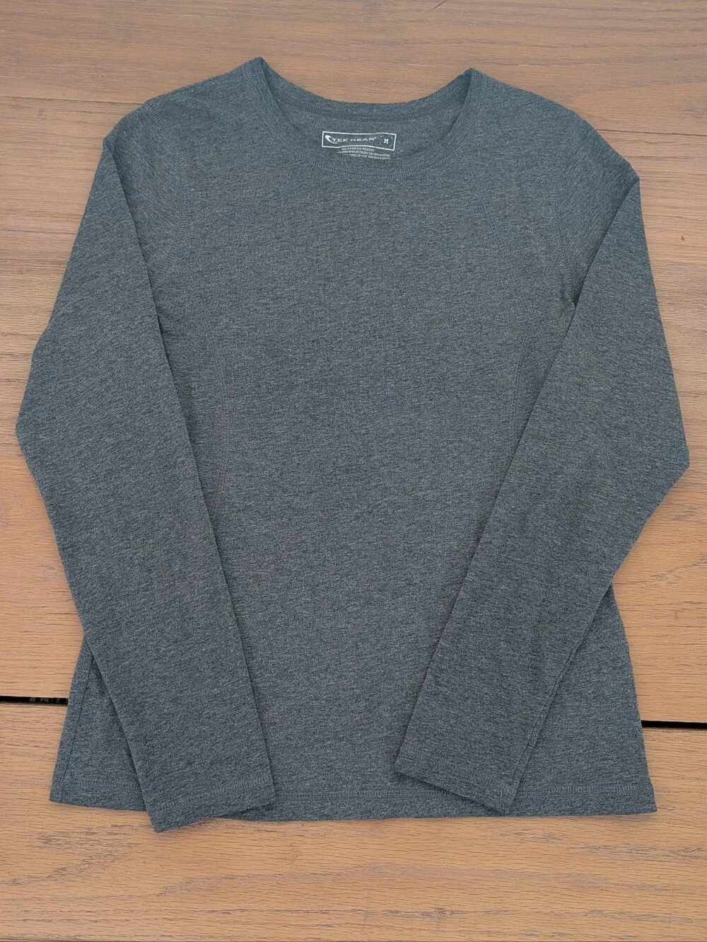 Women's Tek Gear Long-Sleeve Crewneck Shirt Charcoal Gray With Durable Stitching - Picture 1 of 4
